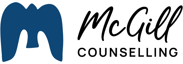 A blue and black McGill Counselling Logo