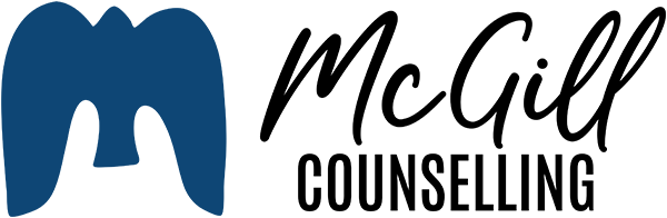 A blue and black McGill Counselling Logo